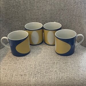 Swid Powell porcelain Flip Flop mugs Tsao &Mc Kown blue yellow white ovals 10oz